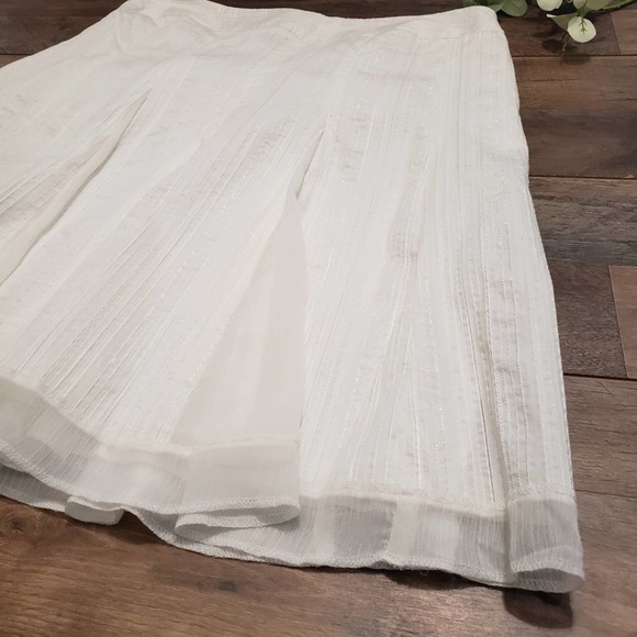 New Style & Co Ivory Silver Metallic Pleated A-Line Skirt Petite Plus 14P - Picture 4 of 12